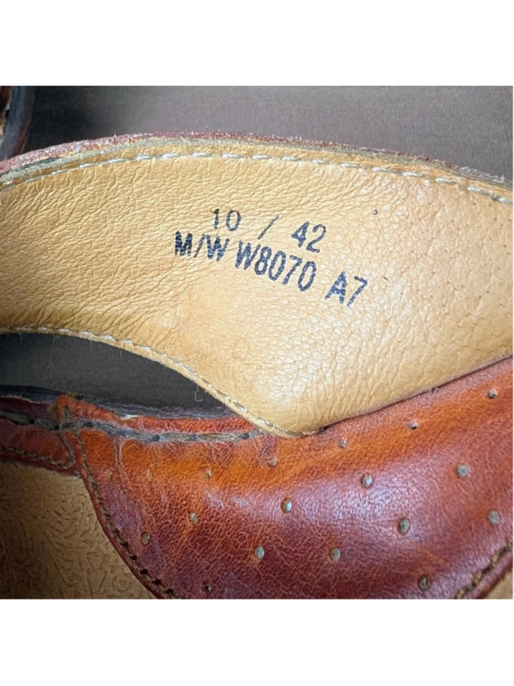 Born Women’s Brown Leather Slide Sandals Size 10 / 42 Handcrafted Boho Wedges